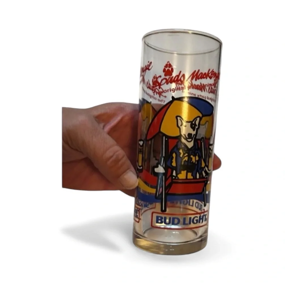 Vintage 1987 Bud Light Spuds MacKenzie Bar Glass Collectible Fun Home Decor Gift